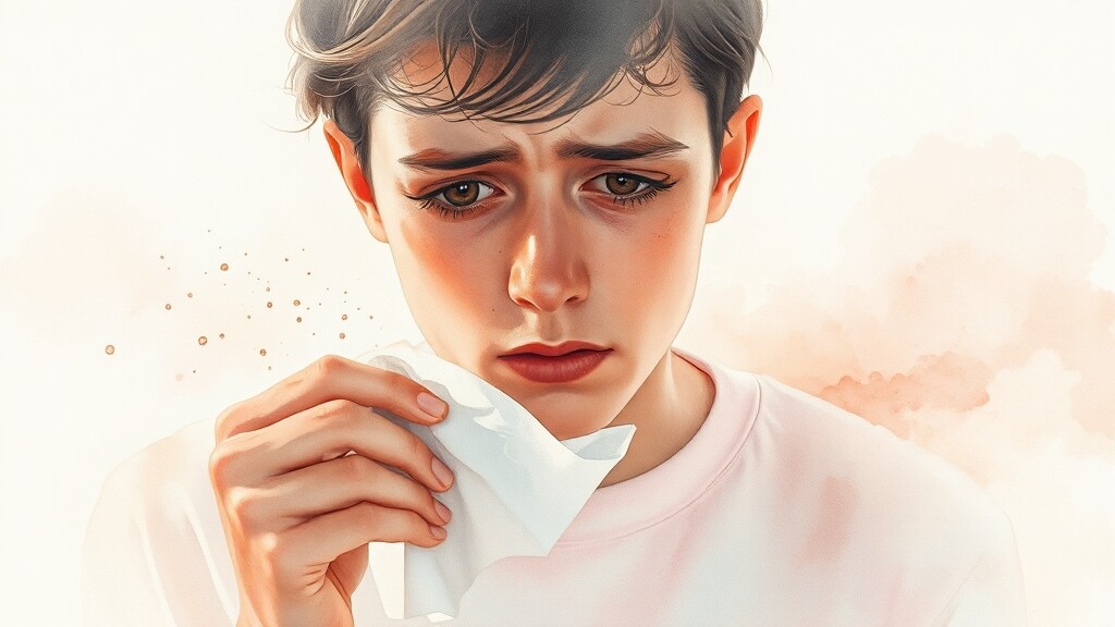 꽃가루 알레르기의 다양한 증상 (watercolor 스타일)