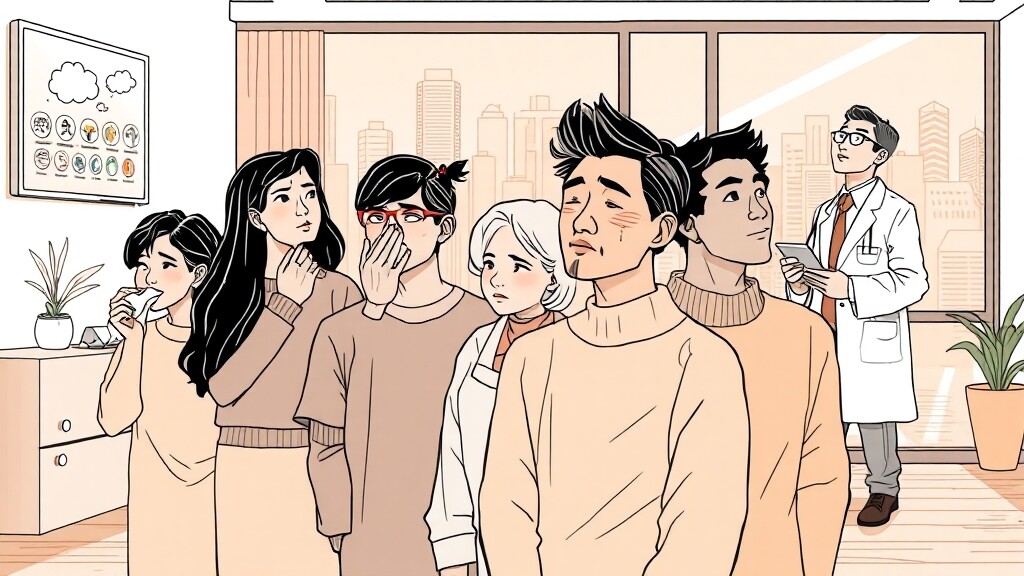 꽃가루 알레르기 치료 방법 (illustration 스타일)