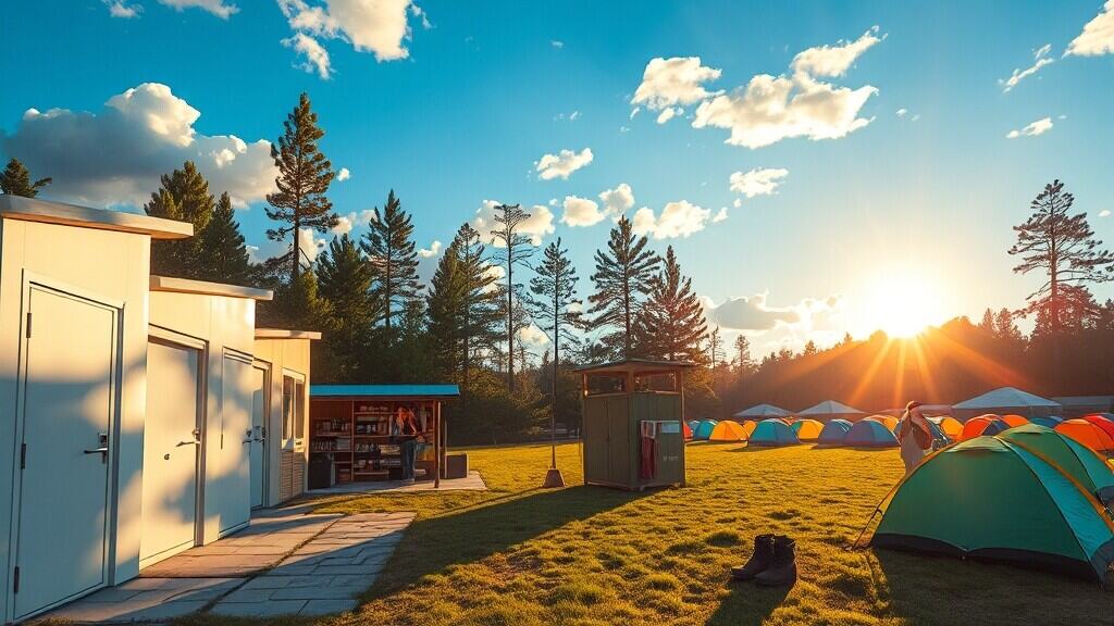 camper24 블로그를 나타내는 캠핑 텐트, 태양광, AI 주제 일러스트