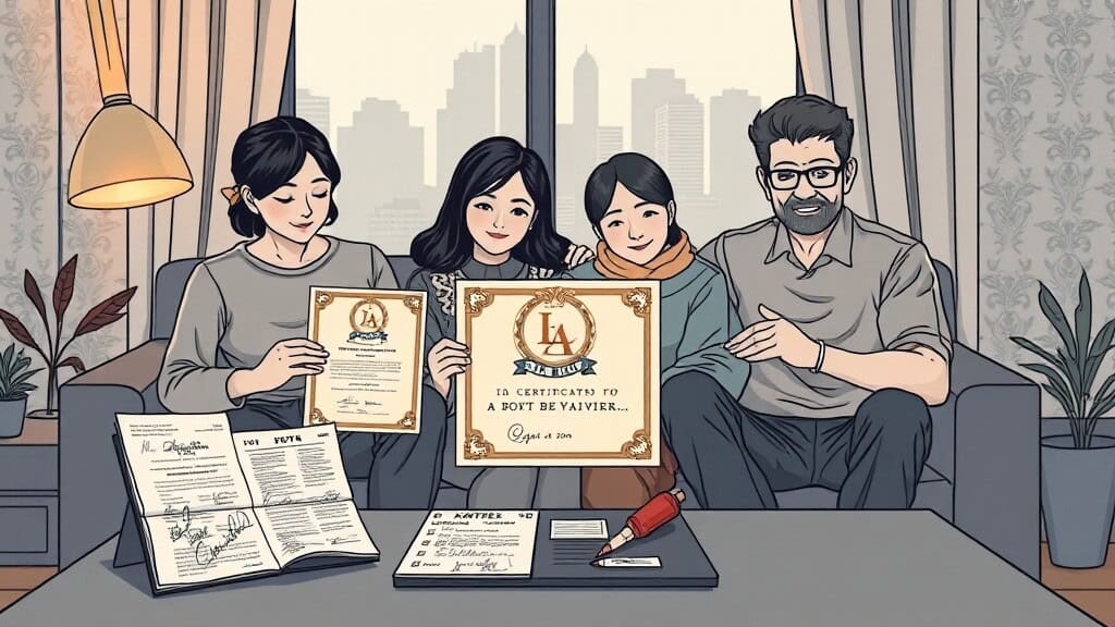 가족 사망 등 긴급 상황 시 면제 방법 (illustration 스타일)