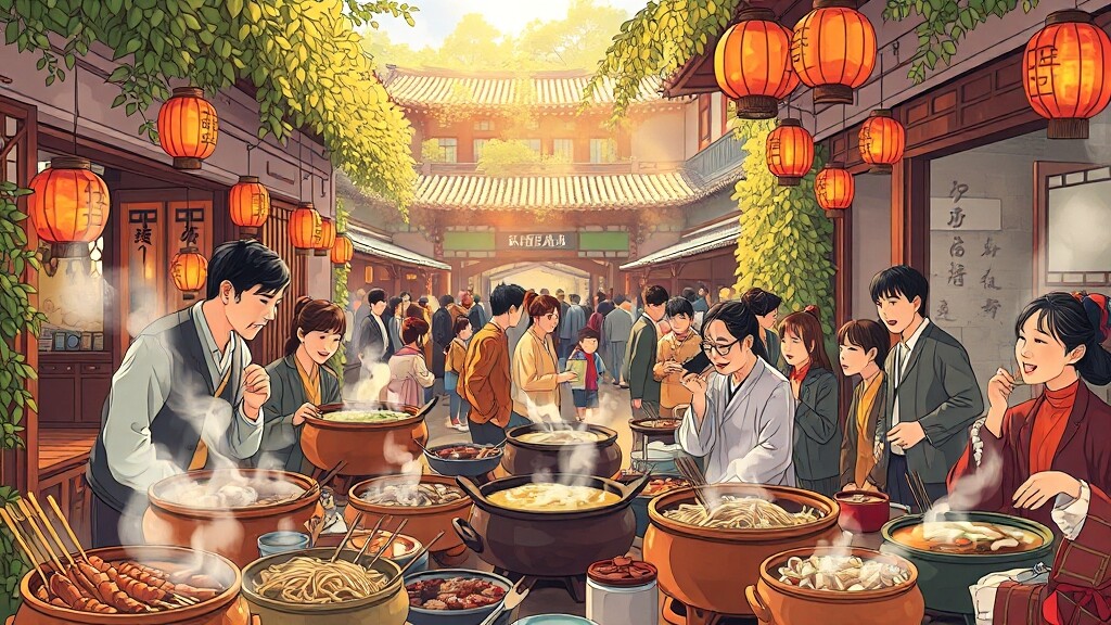 남원 여행의 즐거움, 맛집 탐방 (illustration 스타일)