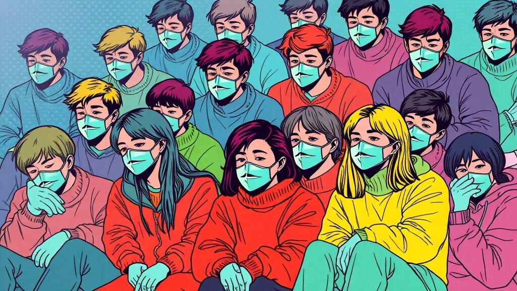 B형 독감 주요 증상과 특징 (popart 스타일)
