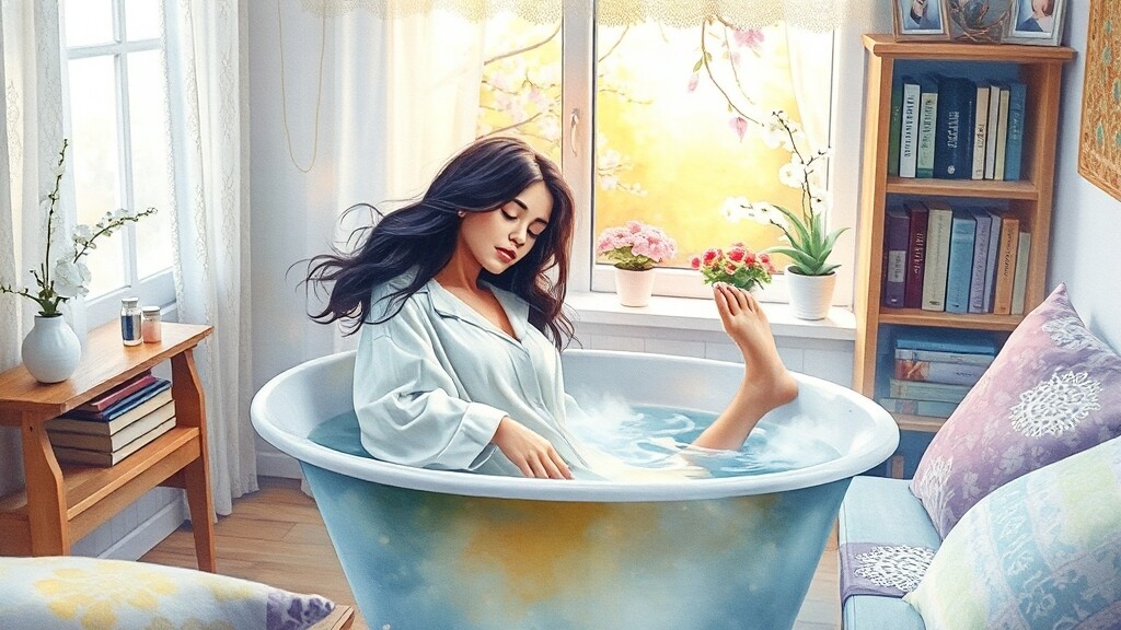 집에서 할 수 있는 갱년기 극복법 (watercolor 스타일)