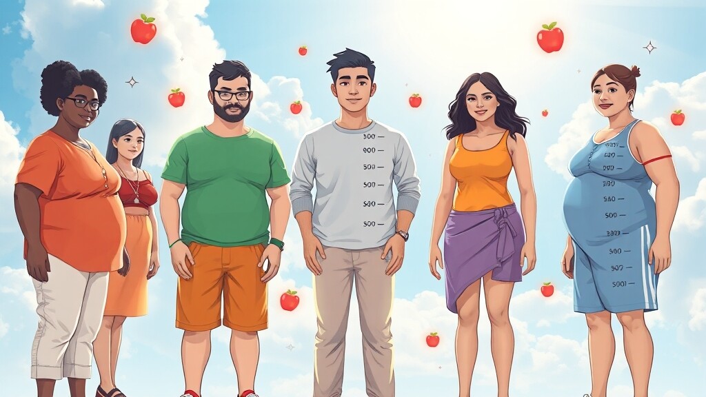 BMI 수치별 건강 상태 기준 (illustration 스타일)