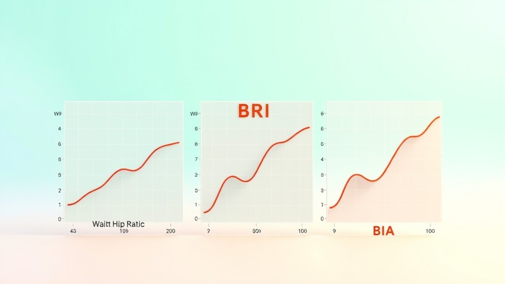 BMI 대체 지표 비교 분석 (WHtR, BRI, BIA) (illustration 스타일)