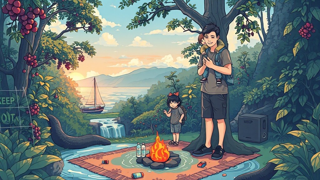 가족과 함께 가기 좋은 여름 휴양림 (illustration 스타일)
