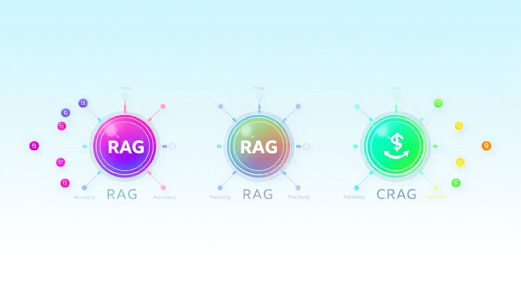 RAG 기술 종류 비교: Self-RAG, CRAG, Fusion RAG (illustration 스타일)