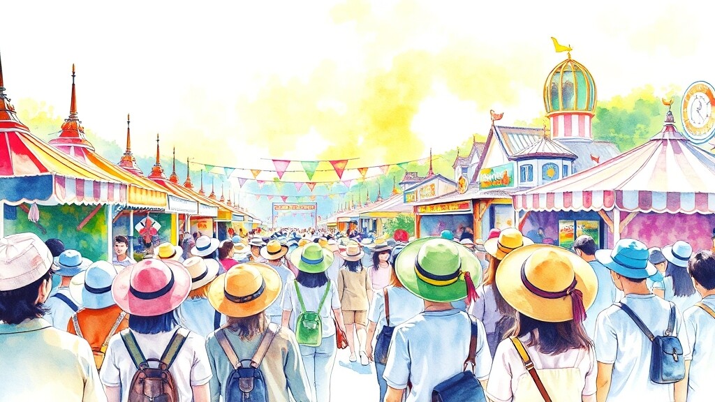 축제 방문, 꿀팁은? (watercolor 스타일)