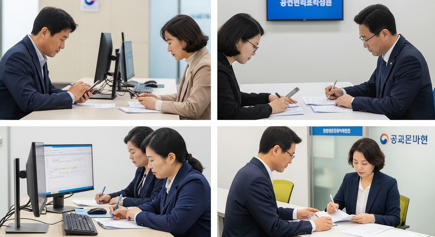 주요 대상별 추석지원금 신청 자격 및 방법 - 다양한 연령대의 한국인들이 온라인 또는 오프라인으로 지원금 신청 서류를 작성하는 모습.