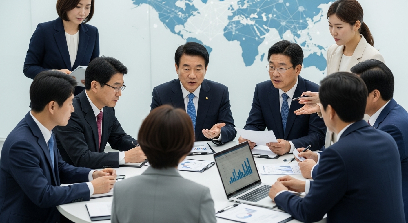 지속운전기능 개선을 위한 정책 및 표준화 동향 - 전문가들이 원탁에 모여 인버터 기술 표준화에 대해 토론하는 모습.