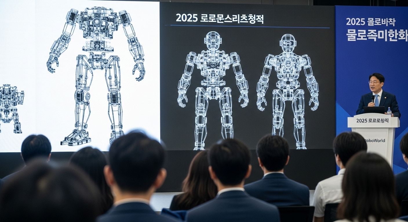 로보월드에서 놓치지 말아야 할 주요 프로그램과 하이라이트는? - 한국인 로봇 전문가가 로보월드 컨퍼런스에서 인공지능 기반의 차세대 로봇 기술 동향에 대해 발표하는 모습.