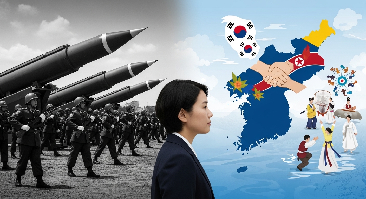 북한 인식 변화: 위협과 협력의 이중적 시선 - 군사적 긴장과 평화적 협력의 두 가지 북한 이미지를 한 한국인이 고뇌하며 바라보는 모습