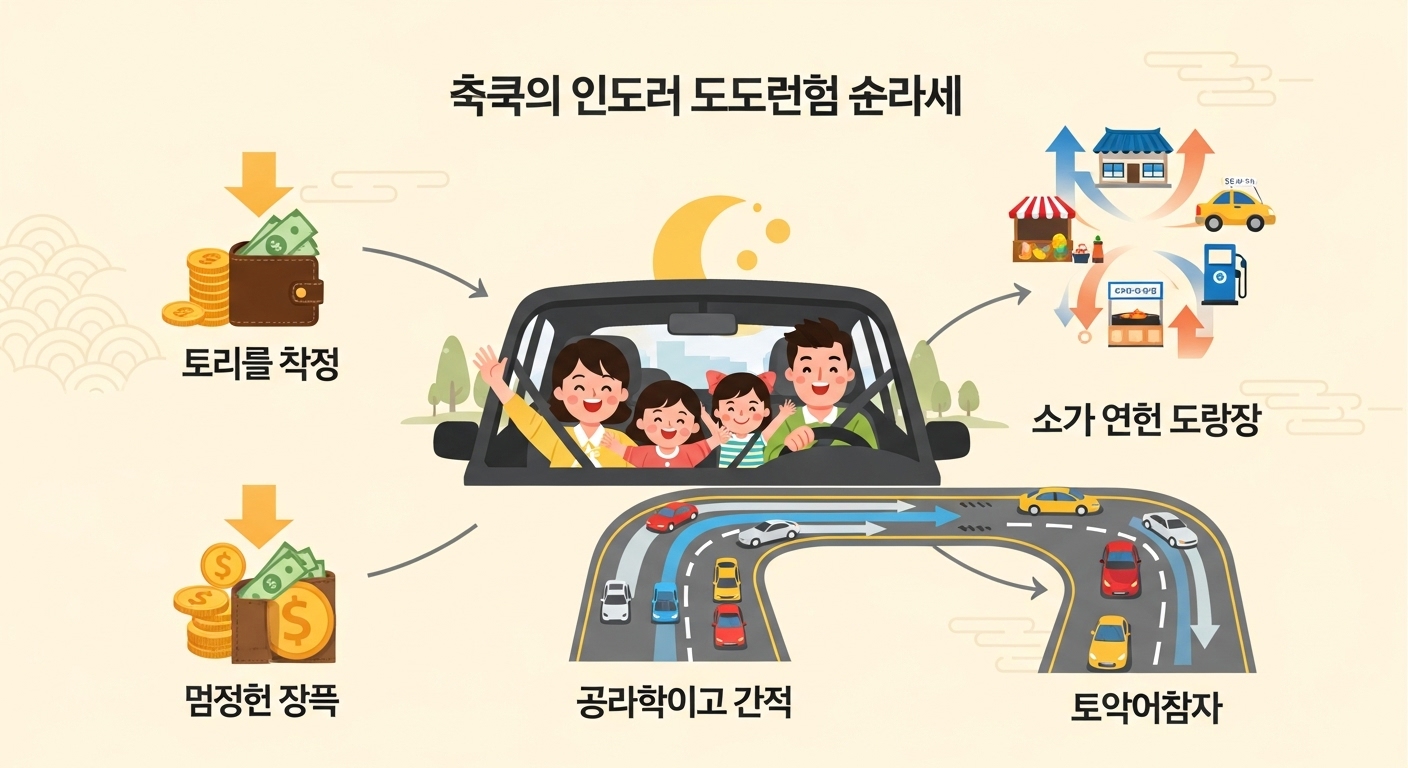 통행료 무료 혜택의 의미 - 추석 고속도로 통행료 면제 정책이 가져오는 긍정적인 영향들을 보여주는 한국식 인포그래픽