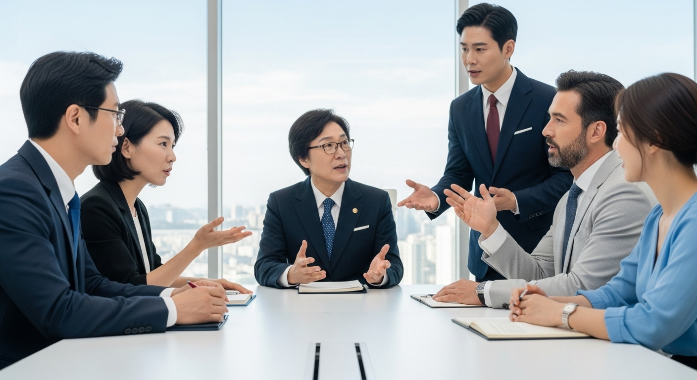 이해관계자들의 다양한 목소리: 기회와 우려 - 다양한 이해관계자들이 공유숙박 규제에 대해 토론하는 모습