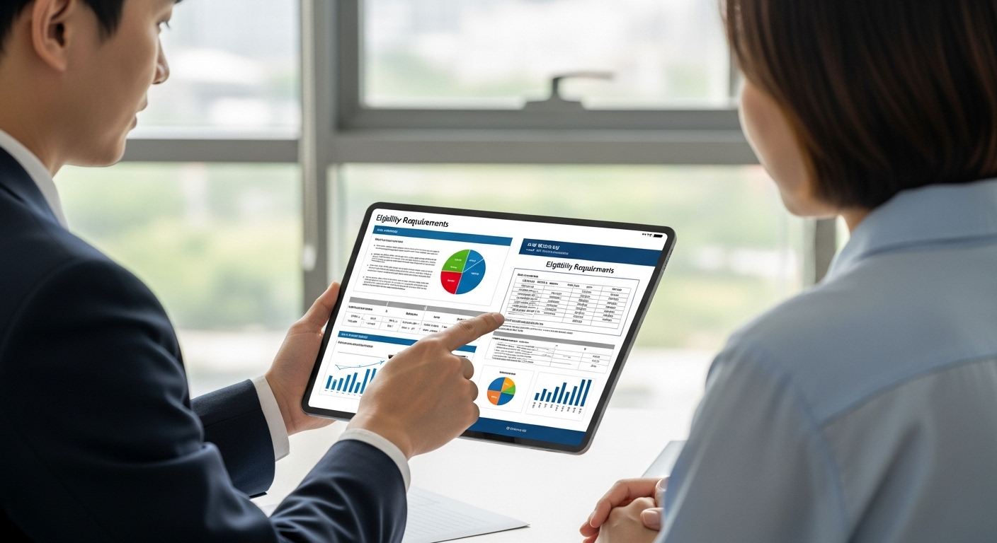 2025년 개인회생 자격요건 - 한국인 금융 전문가가 고객에게 개인회생 자격 요건을 상세히 설명하는 모습