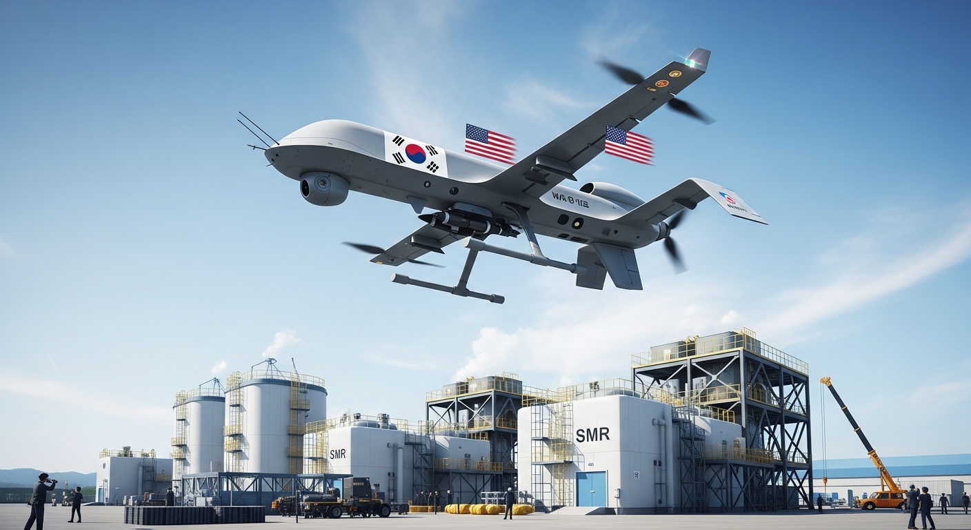 방위산업과 에너지 분야의 확장 기회 - 첨단 방위산업 드론과 미래형 소형모듈원전(SMR) 발전소 이미지
