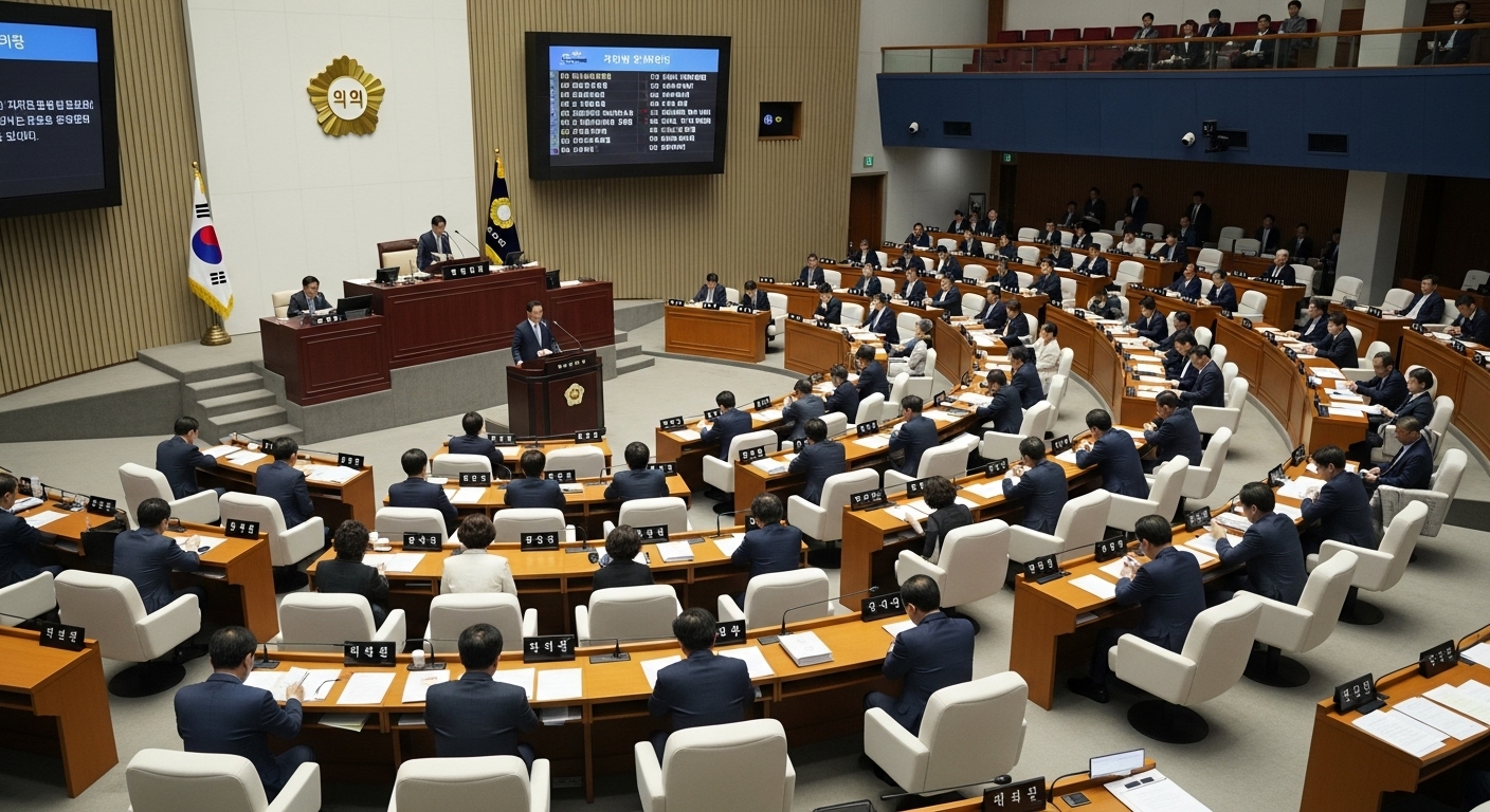 국회 심사 과정과 이해관계자 의견 - 2025년 11월 국회 본회의장에서 의원들이 비대면 진료 법안을 심사하는 모습