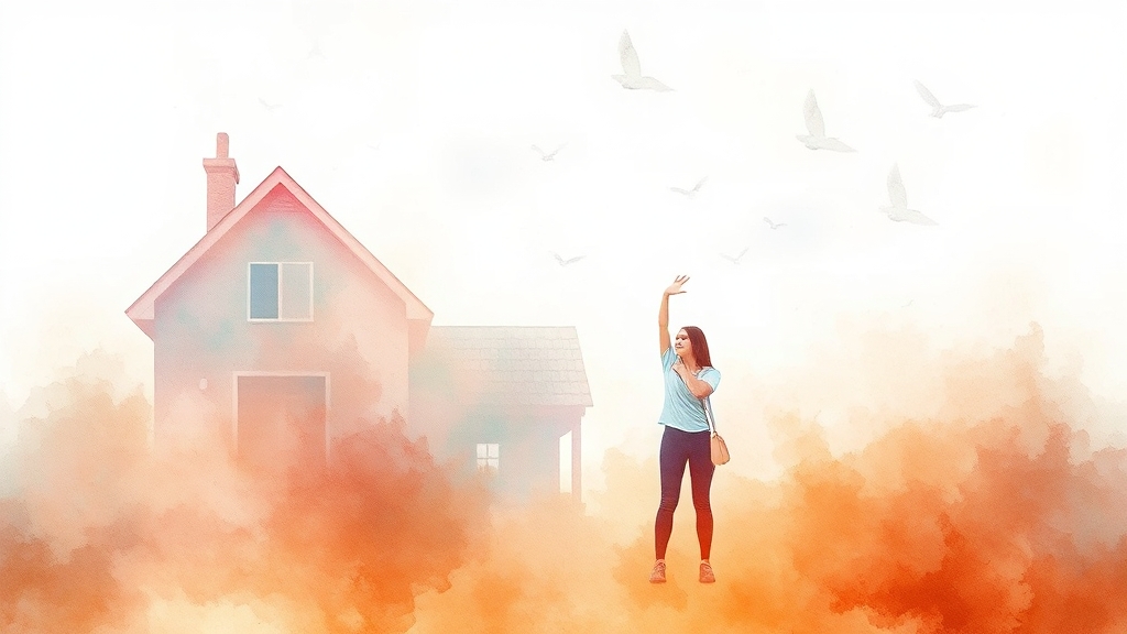 허리 통증 예방 (watercolor 스타일)