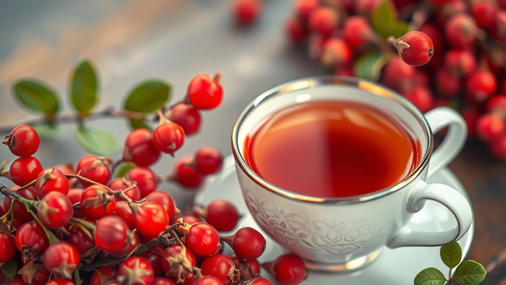 구기자차, 주요 효능은? (realistic 스타일)