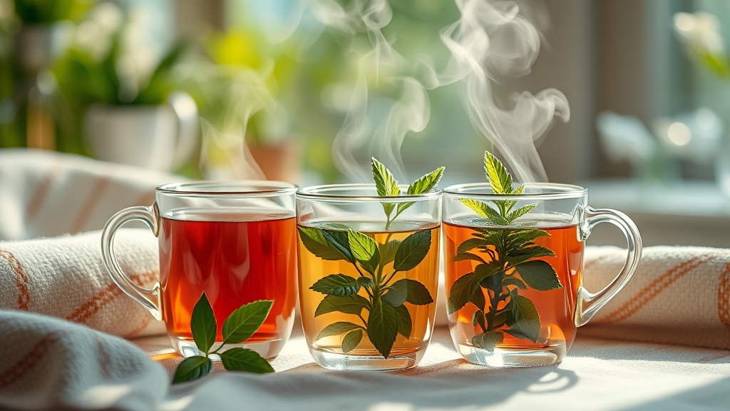 대표 허브티 종류와 효과 (realistic 스타일)