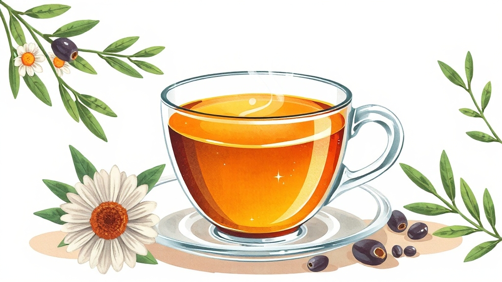 노화 방지 및 피부 건강 허브티 (cartoon 스타일)