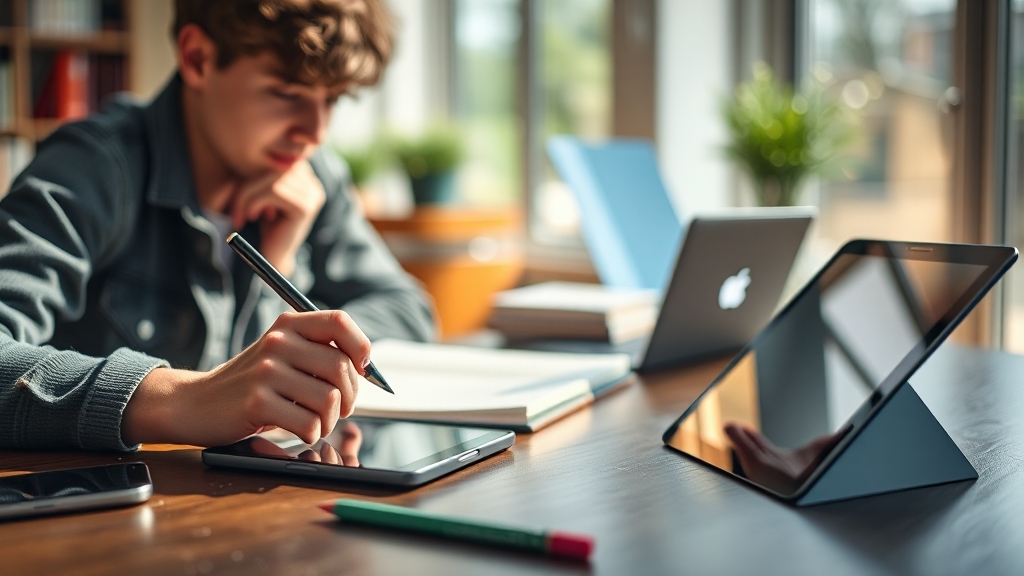 학습 효율 UP! 앱 활용법 (realistic 스타일)