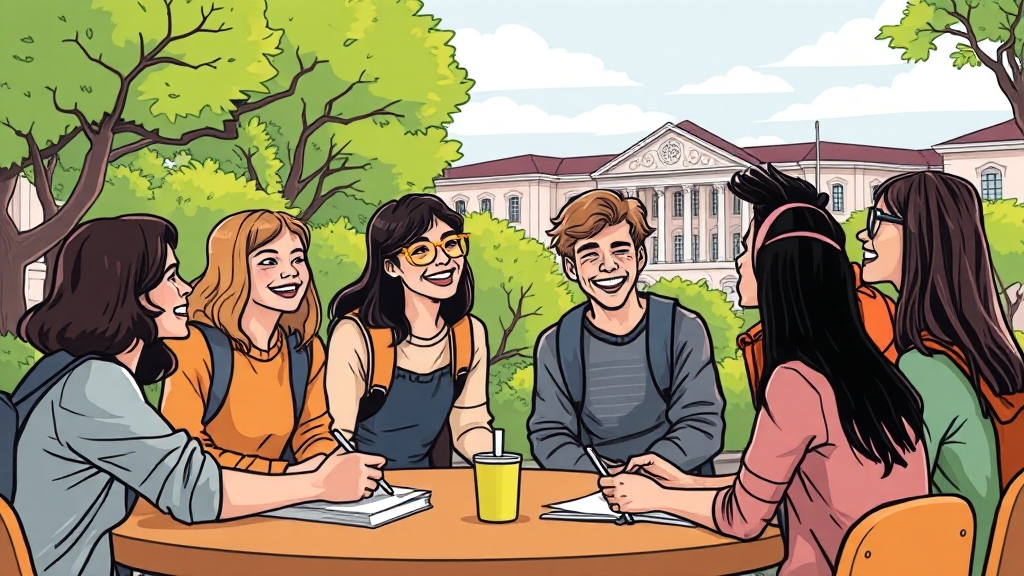 스터디 그룹 & 커뮤니티 참여 (cartoon 스타일)