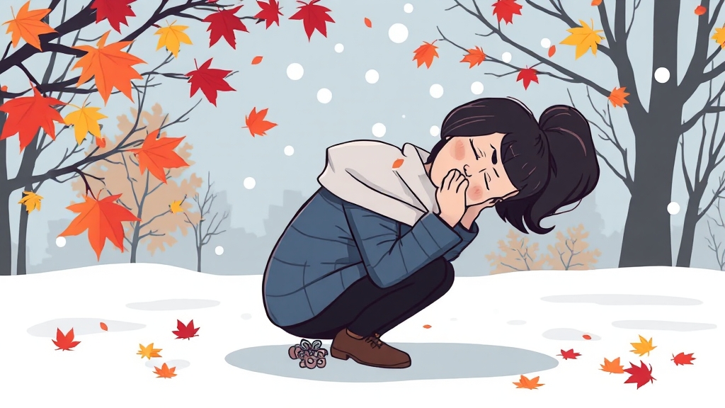 가을 겨울철 면역력 저하 원인 (cartoon 스타일)