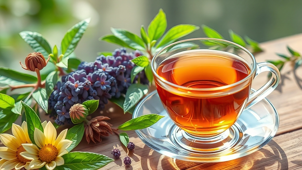 한방차 활용법 & 음용 시 주의사항 (realistic 스타일)