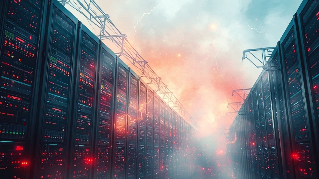 AI 데이터센터와 전력 수요 폭증 (watercolor 스타일)