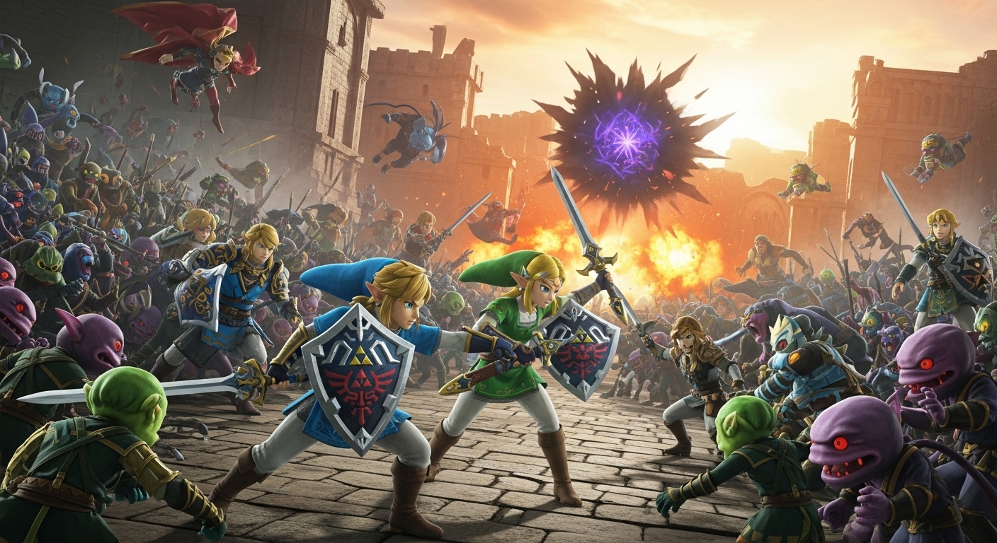젤다무쌍 봉인전기, 왜 지금 주목해야 하는가? - 링크와 젤다 공주, 그리고 용사들이 대재앙 속에서 적들과 싸우는 역동적이고 서사적인 전투 장면