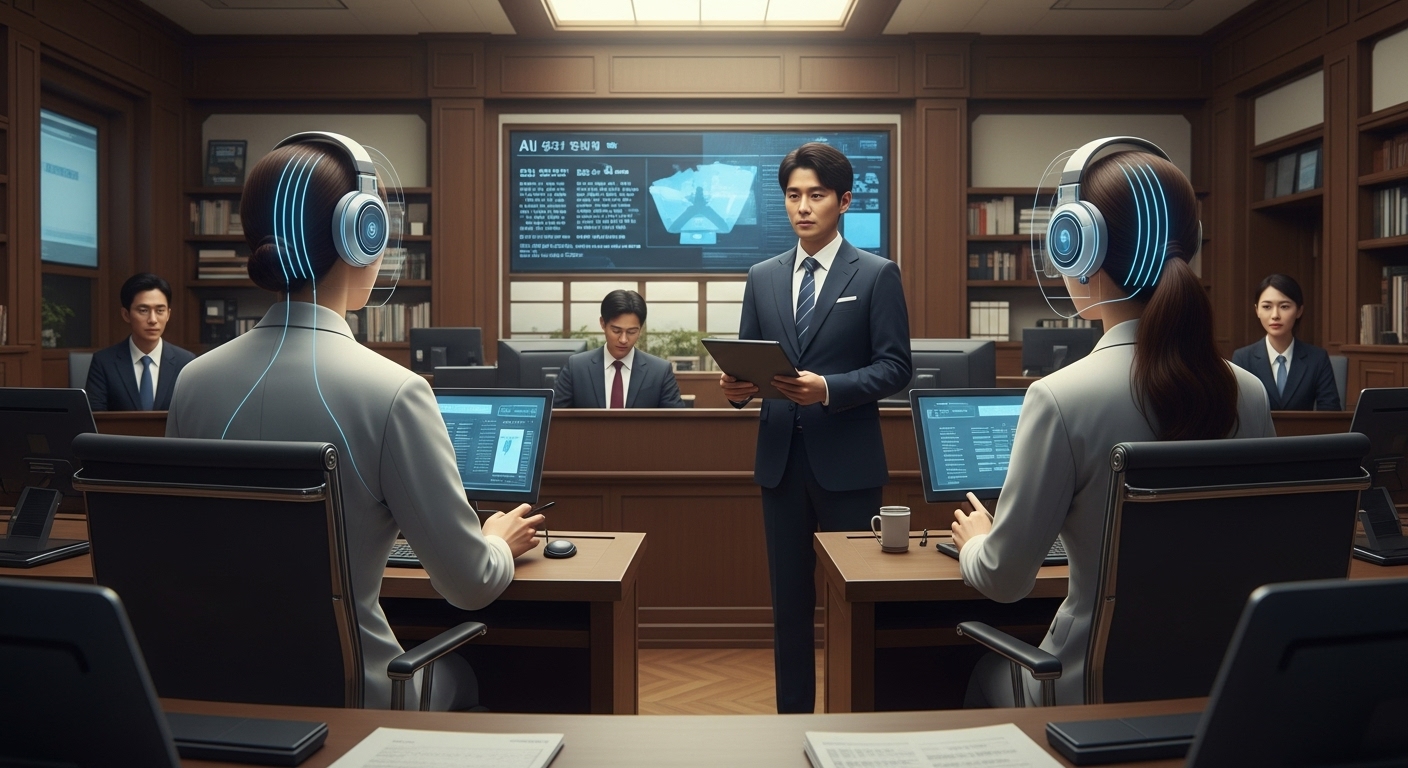 AI 앵커가 가져올 방송 산업의 변화와 도전 - 뉴스룸에서 인간 기자와 AI 앵커가 협력하는 모습