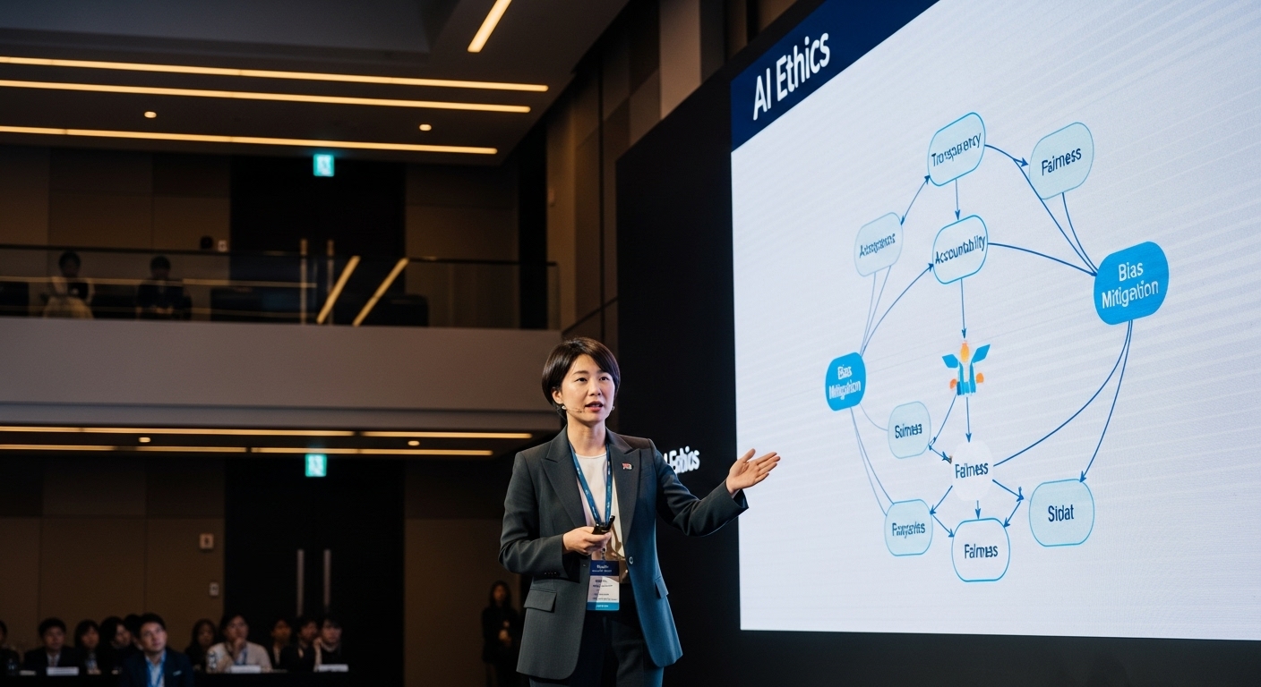 AI 브랜딩 영상의 미래와 윤리적 과제 - 컨퍼런스에서 AI 윤리에 대해 발표하는 한국인 전문가