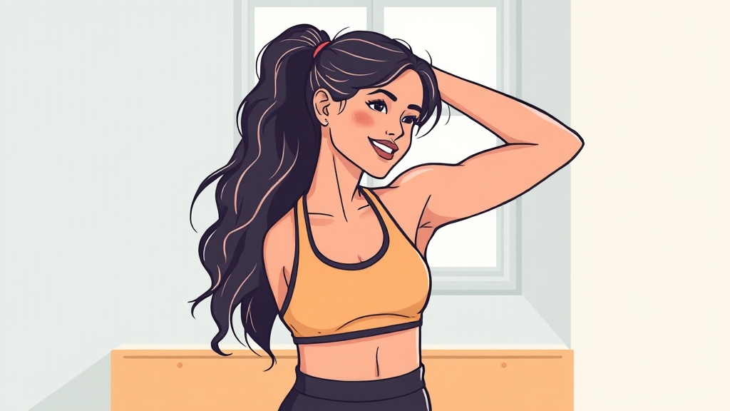 삼두근 스트레칭 기본 자세 🤸♀️ (illustration 스타일)