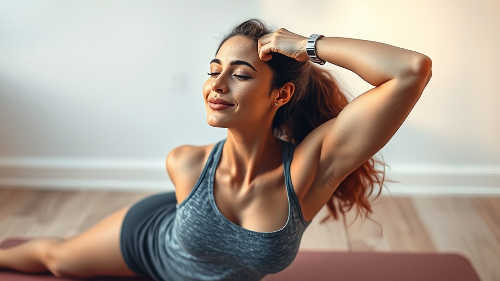 삼두 운동 후 스트레칭 루틴 🧘♀️ (realistic 스타일)