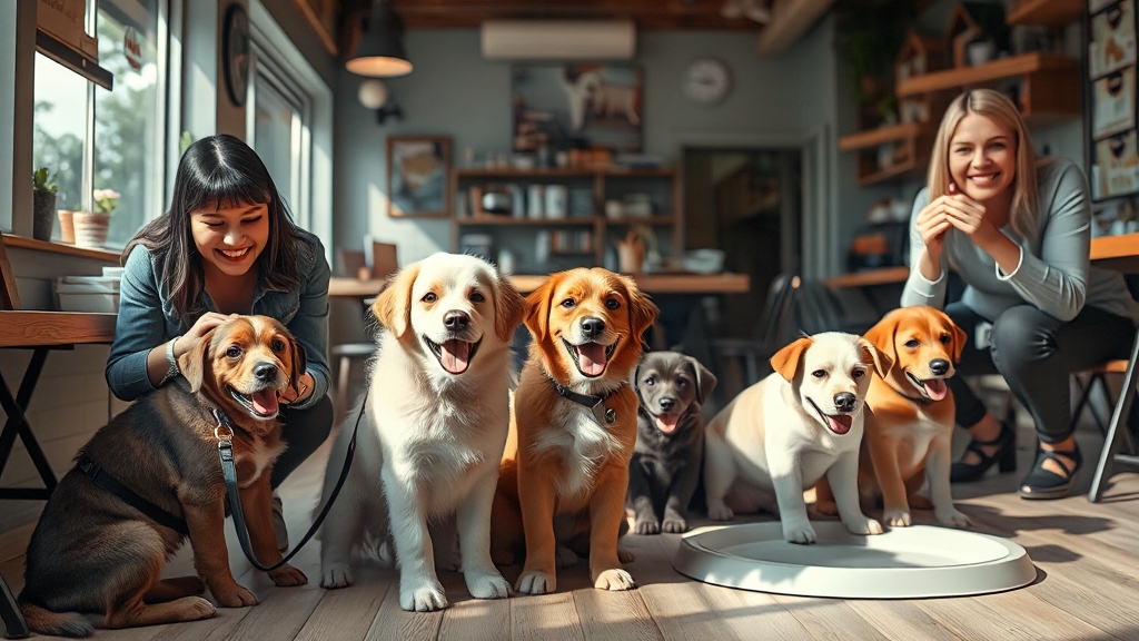 강아지 카페 에티켓 (realistic 스타일)