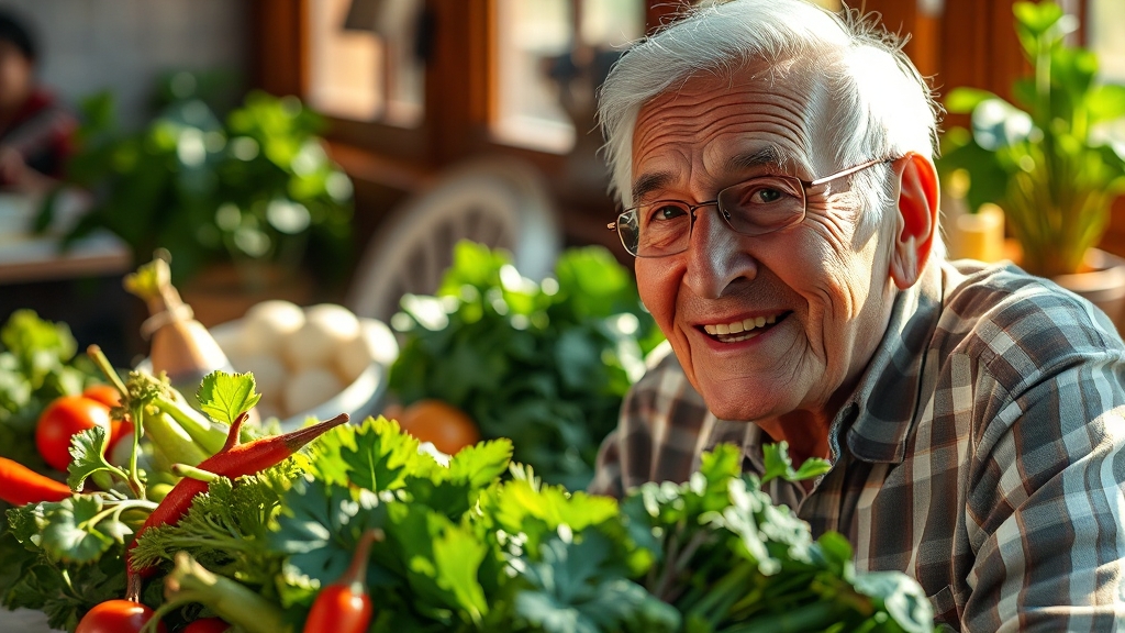 노년기 혈관 건강 식습관 (realistic 스타일)