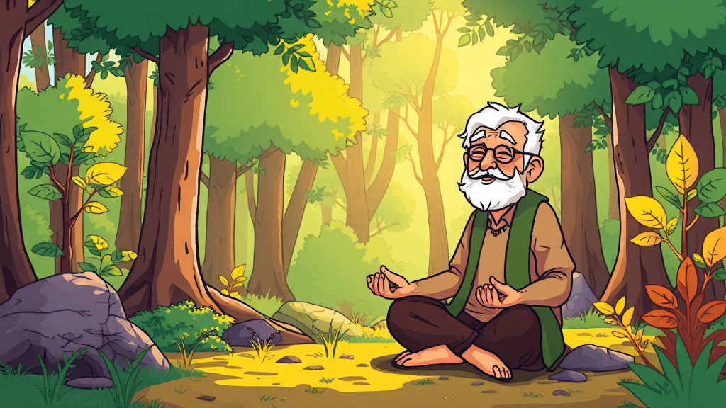 스트레스 관리와 심리적 안정 (cartoon 스타일)