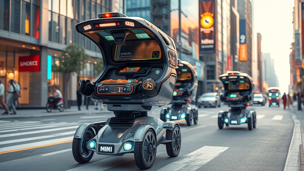 자율주행 배달 로봇 서비스 운영 방식 (realistic 스타일)