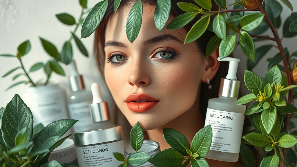비건 화장품 주요 특징 (realistic 스타일)