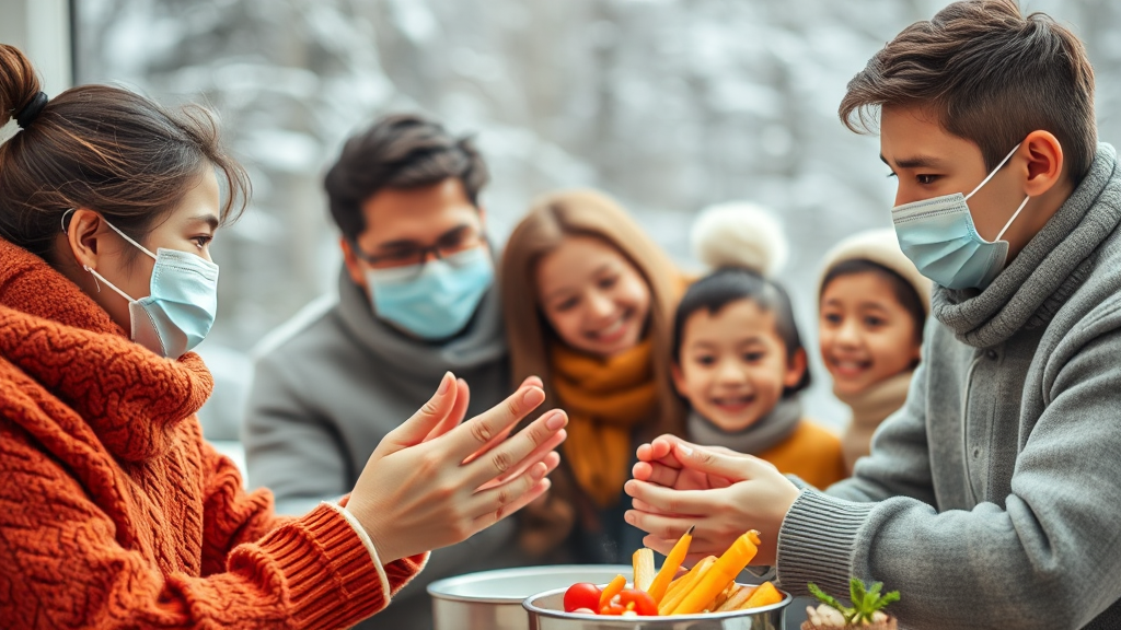 독감 예방, 생활 속 작은 실천 (realistic 스타일)