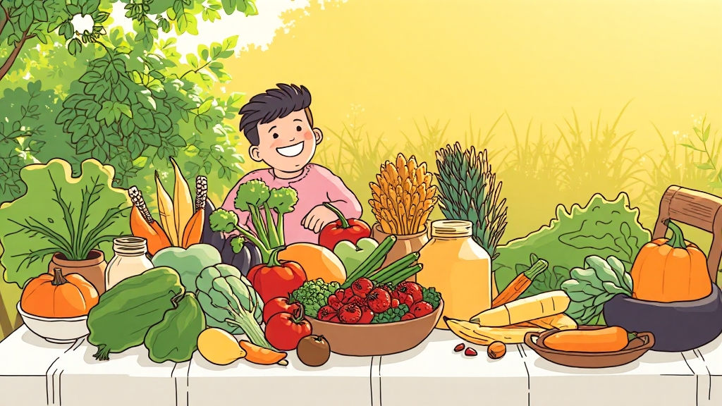 장 건강 책임지는 대표 식품 (illustration 스타일)