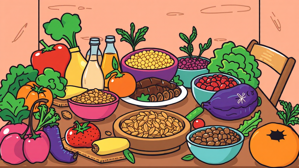 건강한 식단 구성 원칙 (cartoon 스타일)