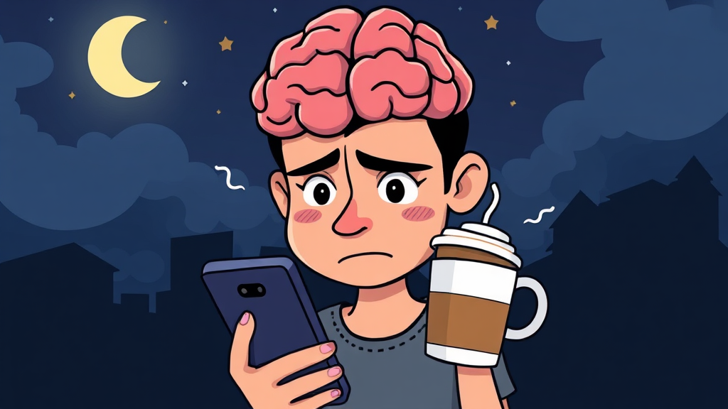 수면 문제 주요 원인 분석 (cartoon 스타일)