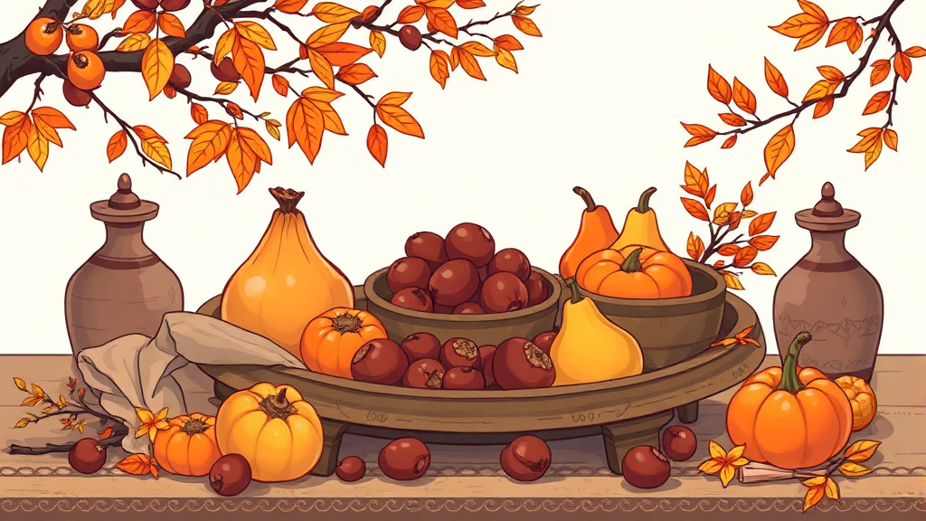 조율이시: 의미, 유래, 과일 배치 (illustration 스타일)