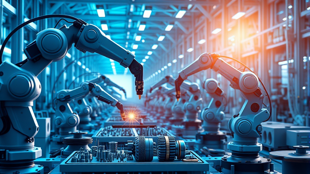 자율형 공장 구축 및 AI 팩토리 (realistic 스타일)