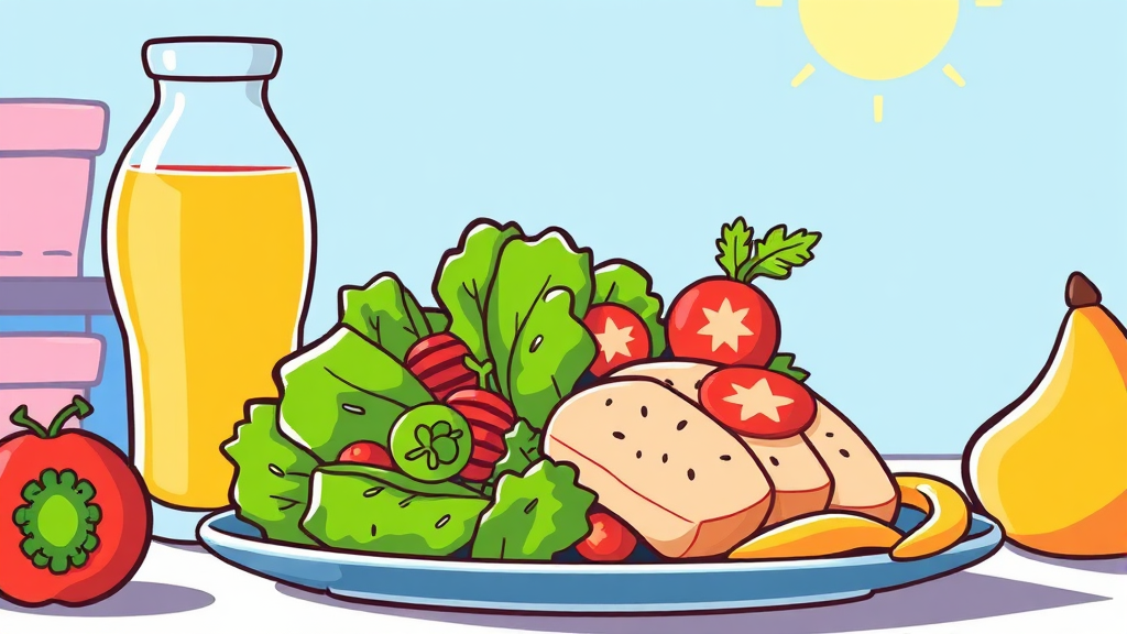 식단 조절 실수와 해결책 (cartoon 스타일)