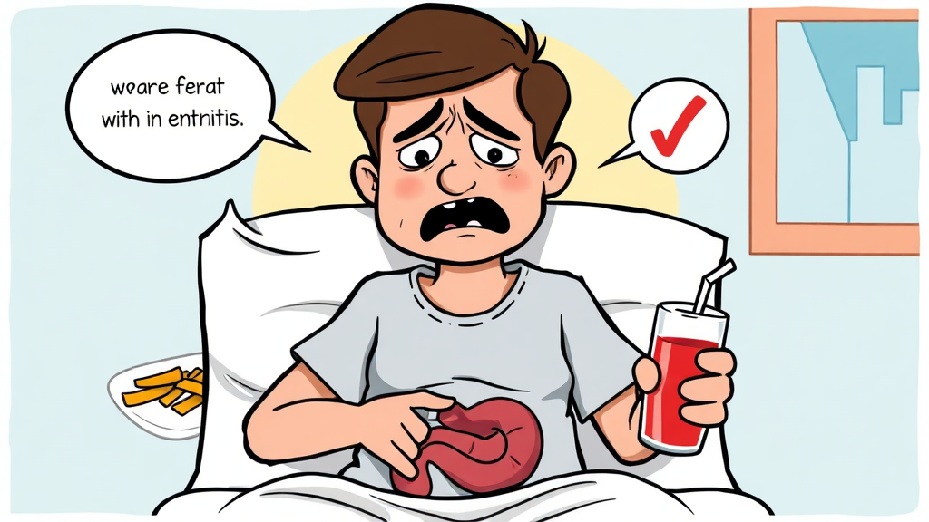 장염 시 피해야 할 음식 (cartoon 스타일)