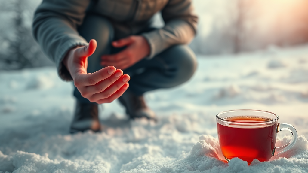 겨울철 혈액순환 문제점 (realistic 스타일)