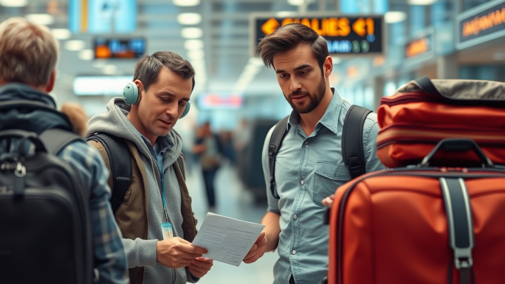 수하물 분실 신고 절차 (realistic 스타일)